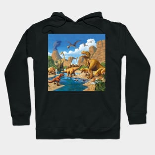 Dinosaurs drink in the river Hoodie